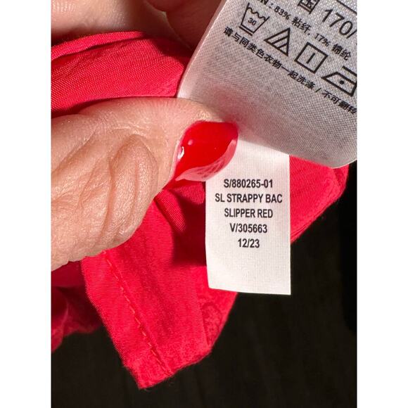 NWT Gap Women's Red V-Neckline Ruched Slip Midi Dress Size XL - Picture 9 of 12